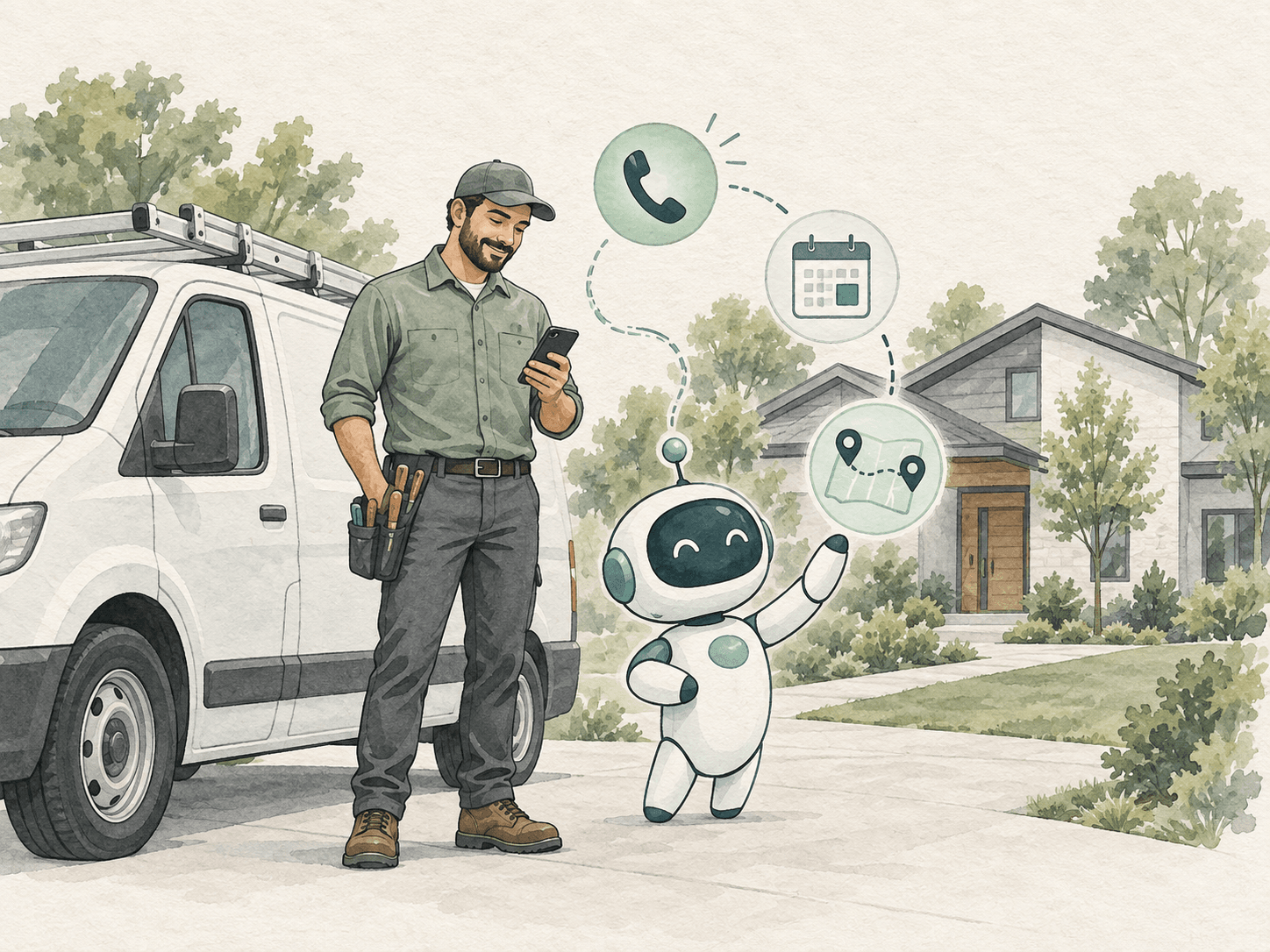 Trade professional using Dooza to manage calls, bookings, and routes