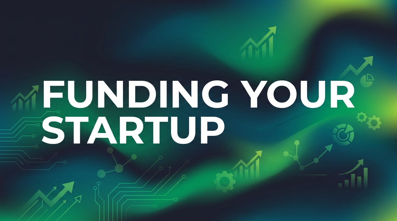 Startup funding stages illustration with charts and money symbols