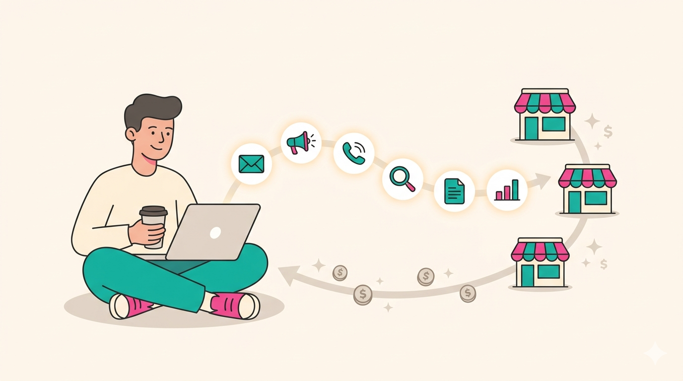 Operator using Dooza AI employees to deliver services to small business clients — don't do it, Dooza it, resell it