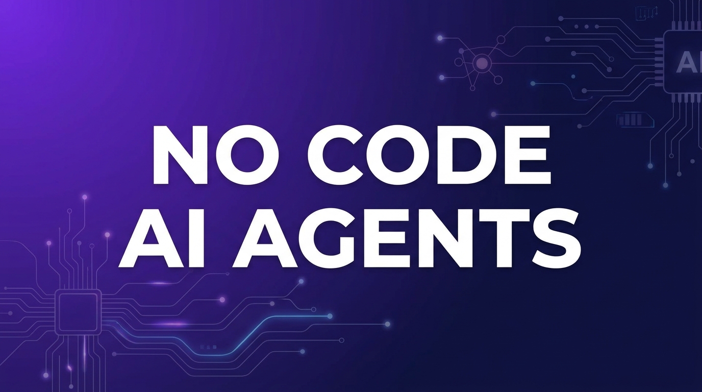 A dashboard showing a no code AI agent builder interface with drag-and-drop nodes and an AI employee avatar.