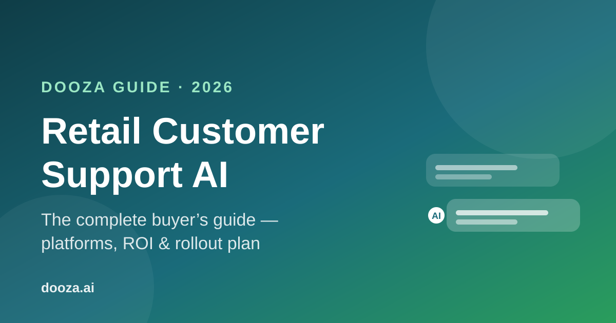 Retail customer support AI buyer's guide cover with AI chat conversation illustration