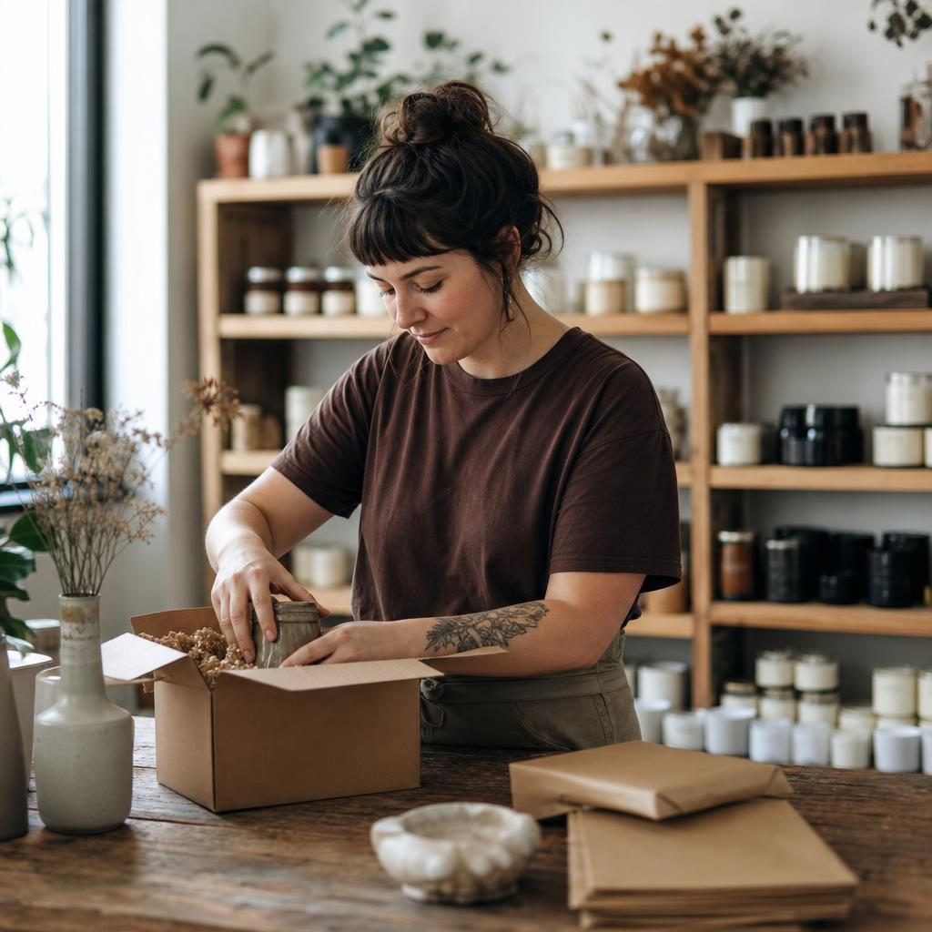 Illustrative home goods shop owner
