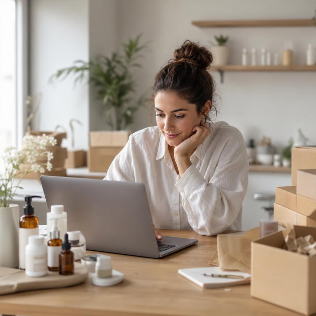 Illustrative skincare shop owner